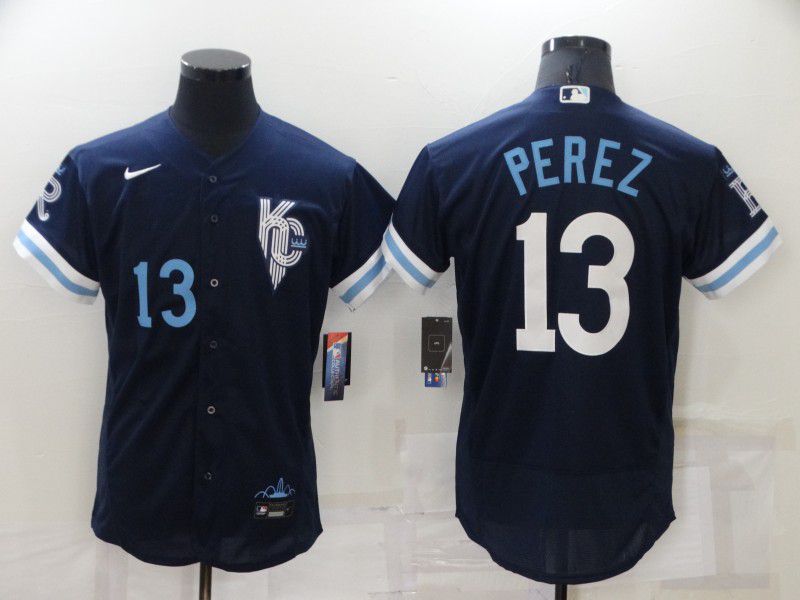 Men Kansas City Royals 13 Perez Blue City Edition Elite Nike 2022 MLB Jersey